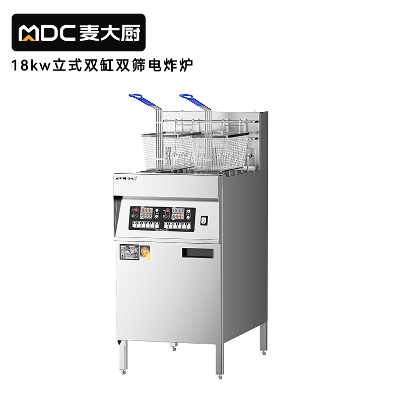 麥大廚18kw商用電炸鍋立式雙缸雙篩電炸爐JDZL-L02