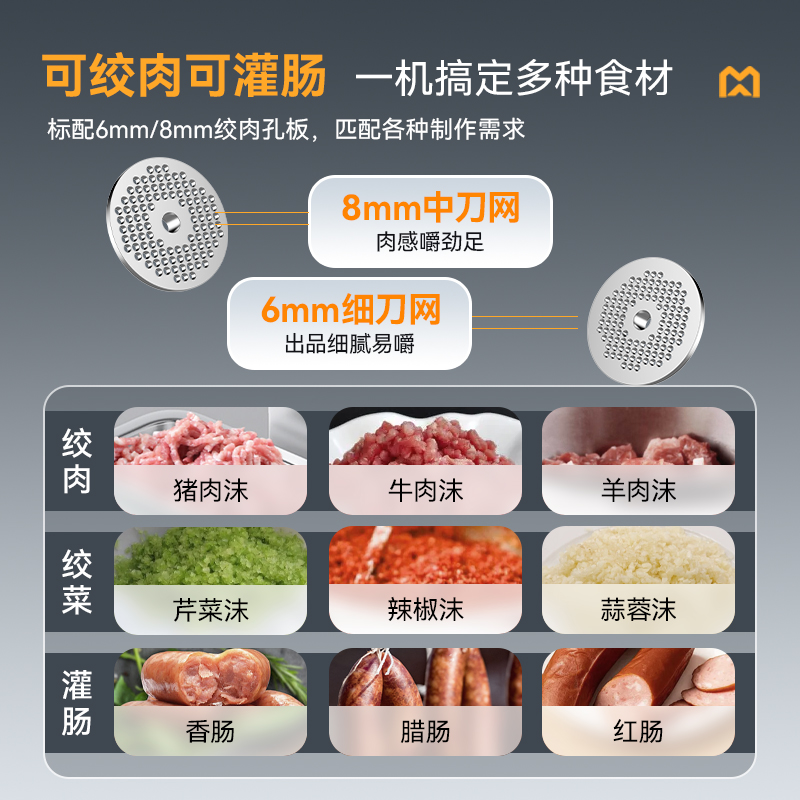 麥大廚豪華款3KW多功能可脫卸灌腸機碎肉機商用立式絞肉機