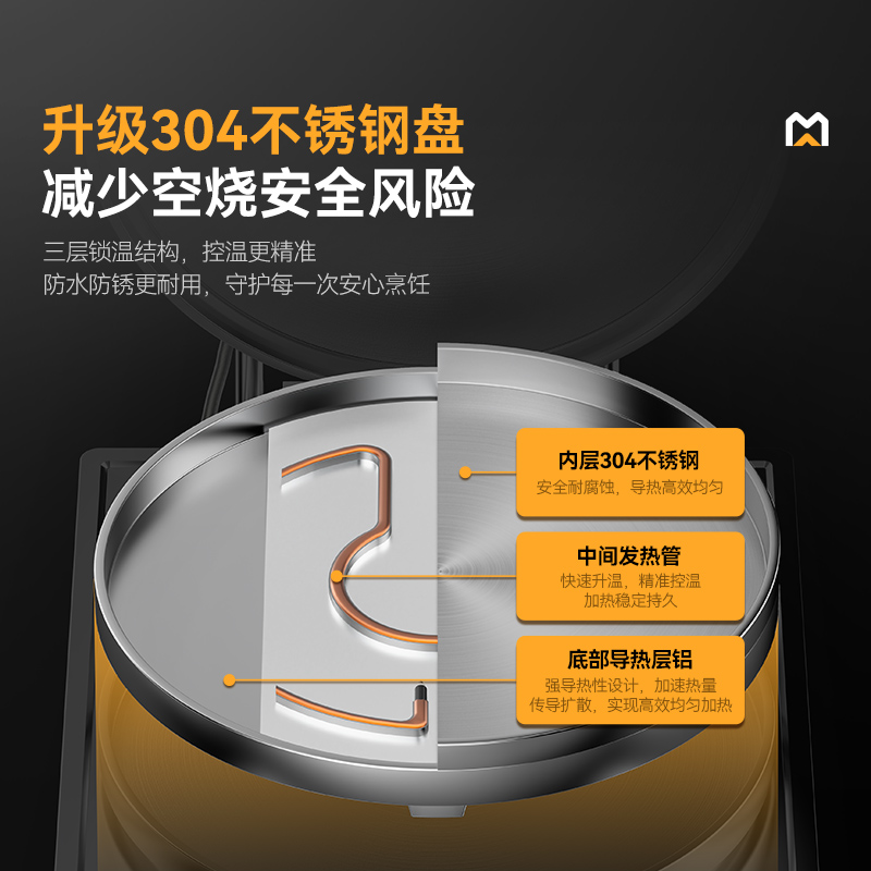 麥大廚220V食堂烙餅機數(shù)顯標準款商用電餅鐺(不銹鋼3cm)