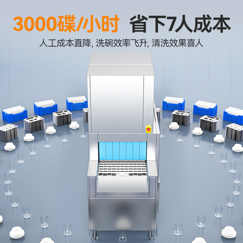 麥大廚旗艦款3.9m平放式單缸雙噴淋單烘干洗碗機(jī)